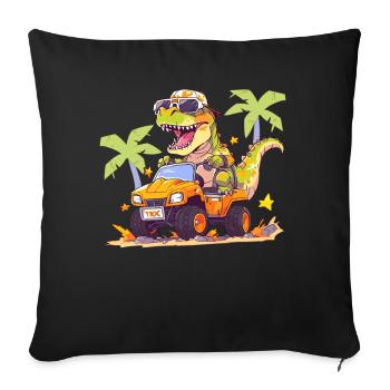 T-Rex conduit un camion monstre - Housse de coussin décorative 45 x 45 cm - noir - Devant
