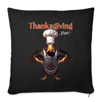 Thanksgiving Outfit - Funny autumn Happy Turkey - Sofa pillowcase 17,3'' x 17,3'' (45 x 45 cm) - black - Front