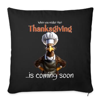 Thanksgiving Outfit - Funny autumn Happy Turkey - Sofa pillowcase 17,3'' x 17,3'' (45 x 45 cm) - black - Front