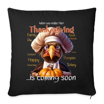 Thanksgiving Outfit - Funny autumn Happy Turkey - Sofa pillowcase 17,3'' x 17,3'' (45 x 45 cm) - black - Front