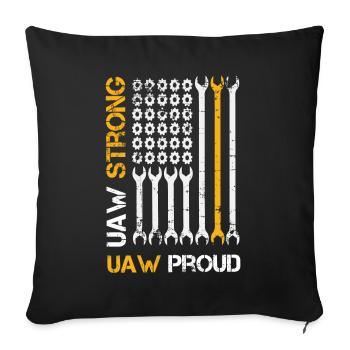UAW fort UAW Proud Union Pride UAW Laborer - Housse de coussin décorative 45 x 45 cm - noir - Devant