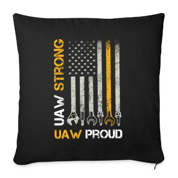 UAW fort UAW Proud Union Pride UAW Laborer - Housse de coussin décorative 45 x 45 cm - noir - Devant