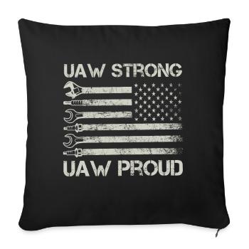 UAW fort UAW Proud Union Pride UAW Laborer - Housse de coussin décorative 45 x 45 cm - noir - Devant