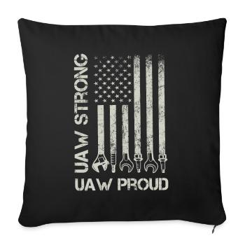 UAW fort UAW Proud Union Pride UAW Laborer - Housse de coussin décorative 45 x 45 cm - noir - Devant