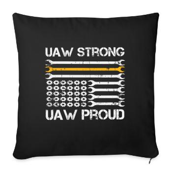 UAW fort UAW Proud Union Pride UAW Laborer - Housse de coussin décorative 45 x 45 cm - noir - Devant