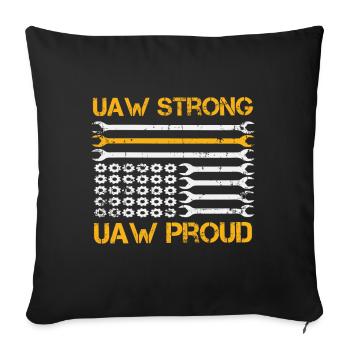UAW fort UAW Proud Union Pride UAW Laborer - Housse de coussin décorative 45 x 45 cm - noir - Devant