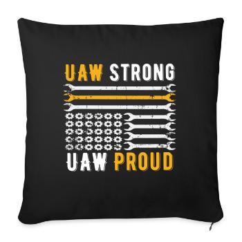 UAW fort UAW Proud Union Pride UAW Laborer - Housse de coussin décorative 45 x 45 cm - noir - Devant