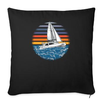 Catamaran-Boot Segelboot Segeln Segler - Sofakissenbezug 45 x 45 cm - Schwarz - Vorne