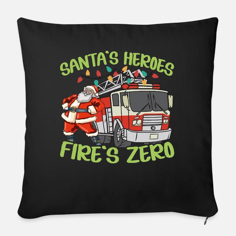 Santa's Heroes Feuerwehr Null Brandbekämpfung Weih - Sofakissenbezug 45 x 45 cm - Schwarz