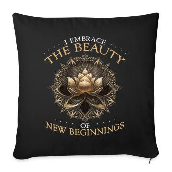 Hinduism Mandala Lotus Flower Zen Yoga Meditation - Sofakissenbezug 45 x 45 cm - Schwarz - Vorne
