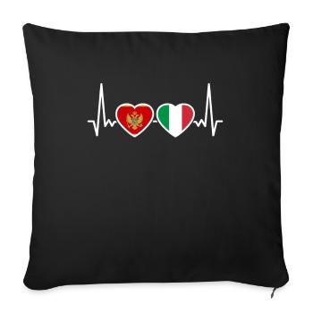 Montenegro Italy Heartbeat Flag Montenegrins - Sofa pillowcase 17,3'' x 17,3'' (45 x 45 cm) - black - Front
