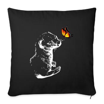 Weasel with butterfly - Sofa pillowcase 17,3'' x 17,3'' (45 x 45 cm) - black - Front