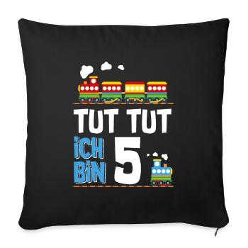 5. Geburtstag Tut Tut Eisenbahn Zug 5 Jahre - Sofakissenbezug 45 x 45 cm - Schwarz - Vorne