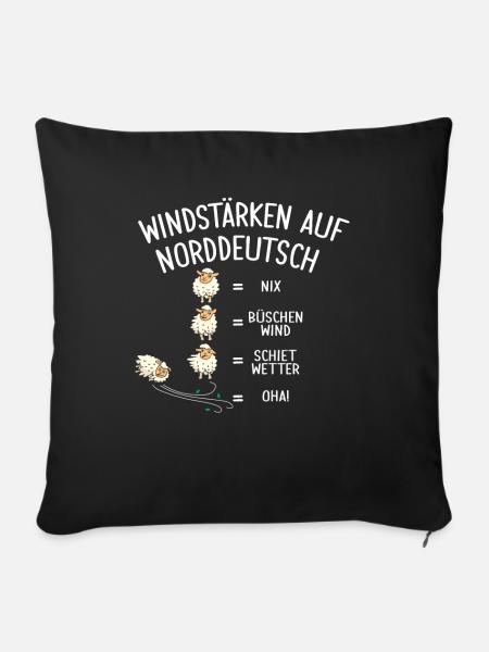Windstärken auf Norddeutsch Schafe - Sofakissenbezug 45 x 45 cm - Schwarz