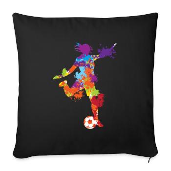 Splash Art Football Female Soccer Color Splash - Sofa pillowcase 17,3'' x 17,3'' (45 x 45 cm) - black - Front