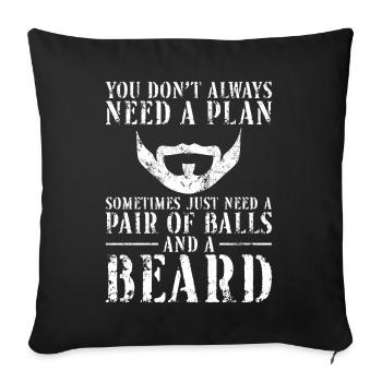 Amoureux de la barbe Homme barbu Tu n’as pas - Housse de coussin décorative 45 x 45 cm - noir - Devant