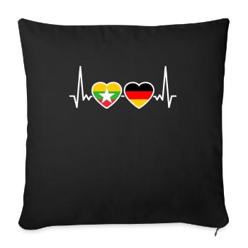 Myanmar Germany Heartbeat Flag Myanmare - Sofa pillowcase 17,3'' x 17,3'' (45 x 45 cm) - black - Front