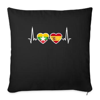 Myanmar Spain Vintage Heartbeat Flag Myanmare - Sofa pillowcase 17,3'' x 17,3'' (45 x 45 cm) - black - Front