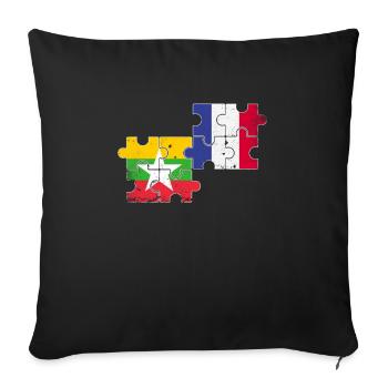 Myanmar France Vintage Flag Myanmare - Sofa pillowcase 17,3'' x 17,3'' (45 x 45 cm) - black - Front