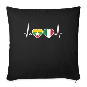 Myanmar Italy heartbeat flag Myanmare - Sofa pillowcase 17,3'' x 17,3'' (45 x 45 cm) - black - Front