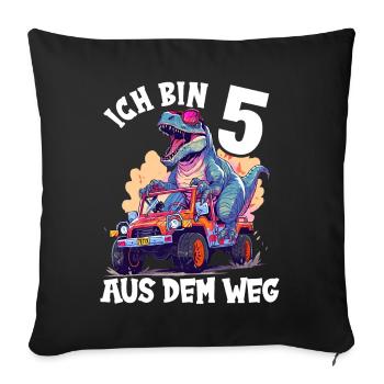 T-Rex fährt Monster Truck Ich bin 5. Geburtstag - Sofakissenbezug 45 x 45 cm - Schwarz - Vorne
