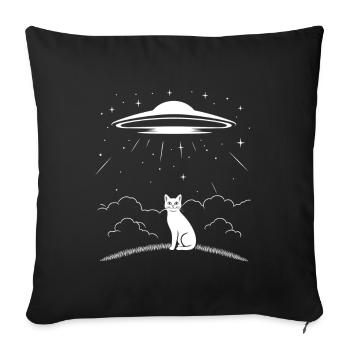 OVNI Chat J’aime les extraterrestres OVNI - Housse de coussin décorative 45 x 45 cm - noir - Devant