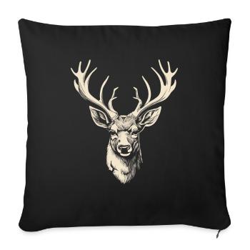 Cerf Chasseur de bois de cerf Motif de randonnée - Housse de coussin décorative 45 x 45 cm - noir - Devant