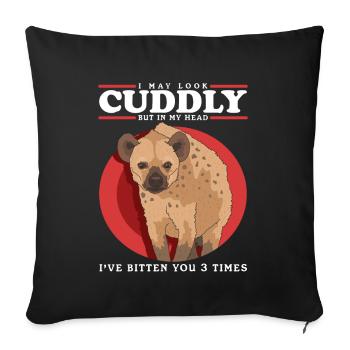 Hyène Hyène Cadeau de Hyène tachetée - Housse de coussin décorative 45 x 45 cm - noir - Devant