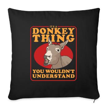 Âne propriétaire âne âne âne cadeau amoureux - Housse de coussin décorative 45 x 45 cm - noir - Devant