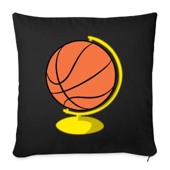 Basketballspieler Weltkugel - Sofakissenbezug 45 x 45 cm - Schwarz - Vorne
