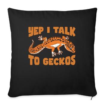 Leopard Gecko Yep I Talk To Geckos Animal Lover - Sofa pillowcase 17,3'' x 17,3'' (45 x 45 cm) - black - Front