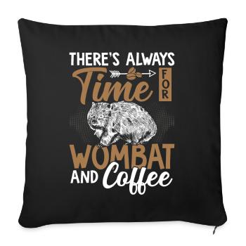 Time for wombat and coffee Australian animals - Sofa pillowcase 17,3'' x 17,3'' (45 x 45 cm) - black - Front
