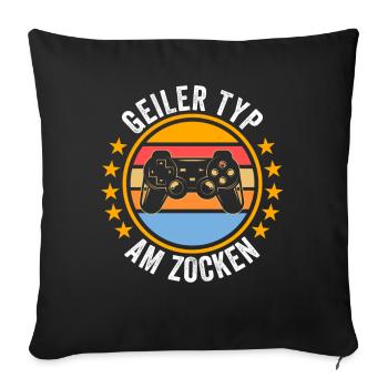 Zocker Zocken Gamer - Sofakissenbezug 45 x 45 cm - Schwarz - Vorne