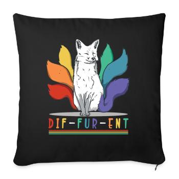Fursona Fox Funny Different LGBTQ Furry - Sofakissenbezug 45 x 45 cm - Schwarz - Vorne