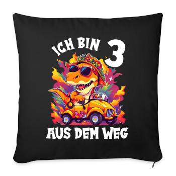 T-Rex fährt Monster Truck Ich bin 3. Geburtstag - Sofakissenbezug 45 x 45 cm - Schwarz - Vorne