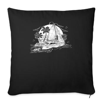 Catamaran-Boot Segelboot Segeln Segler - Sofakissenbezug 45 x 45 cm - Schwarz - Vorne