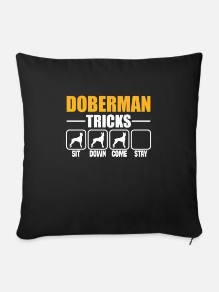 Doberman Tricks - Sofakissenbezug 45 x 45 cm - Schwarz