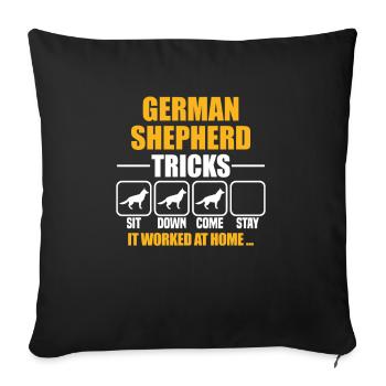 German Shepherd Tricks - Sofa pillowcase 17,3'' x 17,3'' (45 x 45 cm) - black - Front