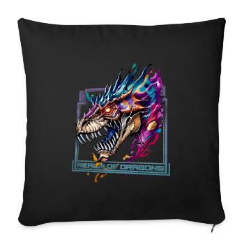 Royaume des dragons: Dragon majestueux - Housse de coussin décorative 45 x 45 cm - noir - Devant