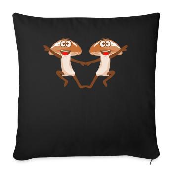Mushrooms Dancing Boogie Woogie Mushroom Pickers - Sofa pillowcase 17,3'' x 17,3'' (45 x 45 cm) - black - Front