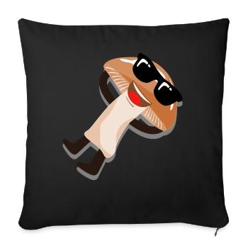 Mushroom with sunglasses mushroom picker mushrooms - Sofa pillowcase 17,3'' x 17,3'' (45 x 45 cm) - black - Front