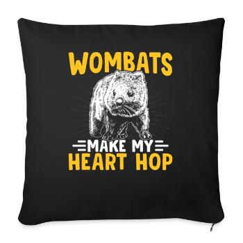 Wombats make heart jumping Australian Animals - Sofa pillowcase 17,3'' x 17,3'' (45 x 45 cm) - black - Front