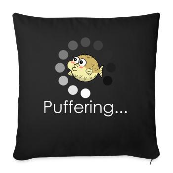 Tampon de poisson-globe - Housse de coussin décorative 45 x 45 cm - noir - Devant