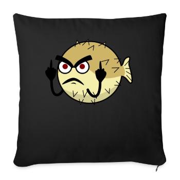 Le poisson-globe fait un doigt d’honneur - Housse de coussin décorative 45 x 45 cm - noir - Devant