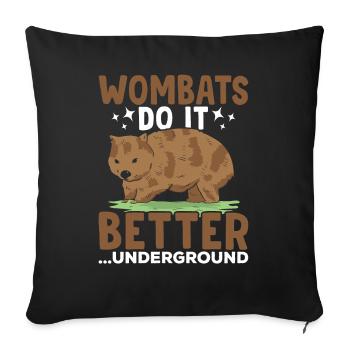 Les wombats l’améliorent, australien - Housse de coussin décorative 45 x 45 cm - noir - Devant