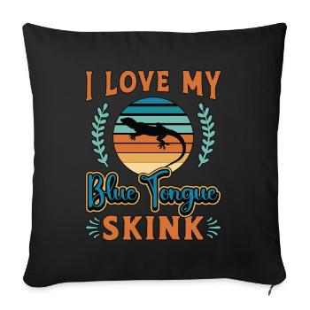 Skinks I Love My Blue Tongue Skink Retro Reptiles - Sofa pillowcase 17,3'' x 17,3'' (45 x 45 cm) - black - Front