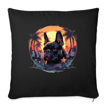 French Bulldog - Sofa pillowcase 17,3'' x 17,3'' (45 x 45 cm) - black - Front