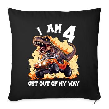 T-Rex Drives Monster Truck I'm 4th Birthday - Sofa pillowcase 17,3'' x 17,3'' (45 x 45 cm) - black - Front