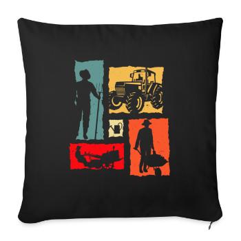 Farmer Retro Farmer Tracteur - Housse de coussin décorative 45 x 45 cm - noir - Devant