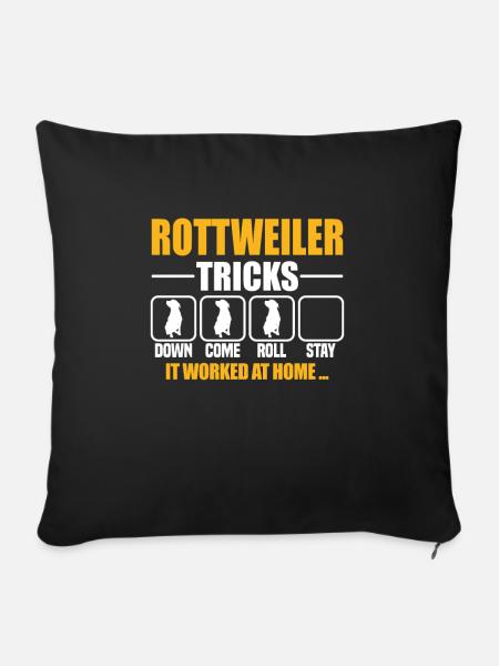 Rottweiler Tricks - Sofakissenbezug 45 x 45 cm - Schwarz